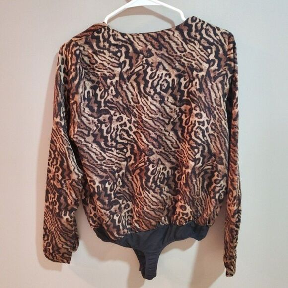 Good American Satin Wrap Bodysuit  New Top Shirt Black Jaguar Size 3 - Picture 6 of 7